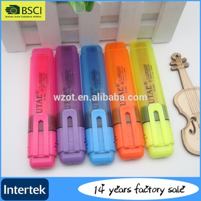 Factory Price New Arrival Flat Barrel Fluorescent Pen Colorful Child Hilighter Marker Pen